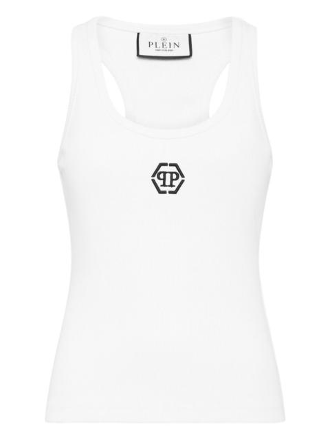 ribbed hexagon-logo tank top