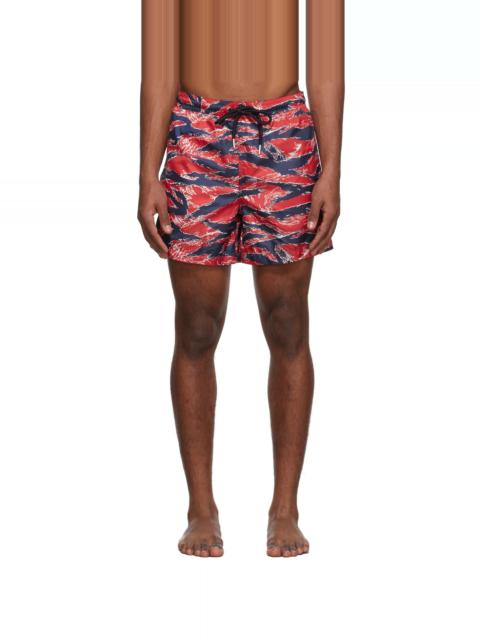 Red Tiger Stripe Swim Shorts