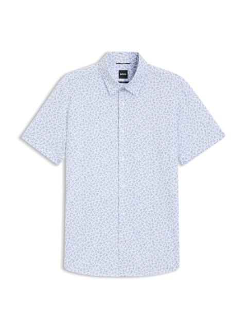 PRINTED SLIM-FIT SHIRT IN COTTON-BLEND JERSEY