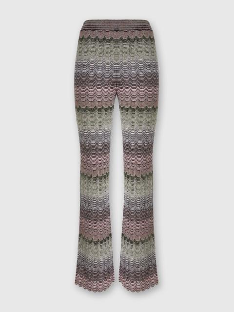 Straight trousers with glare-patterned zig zag lamé