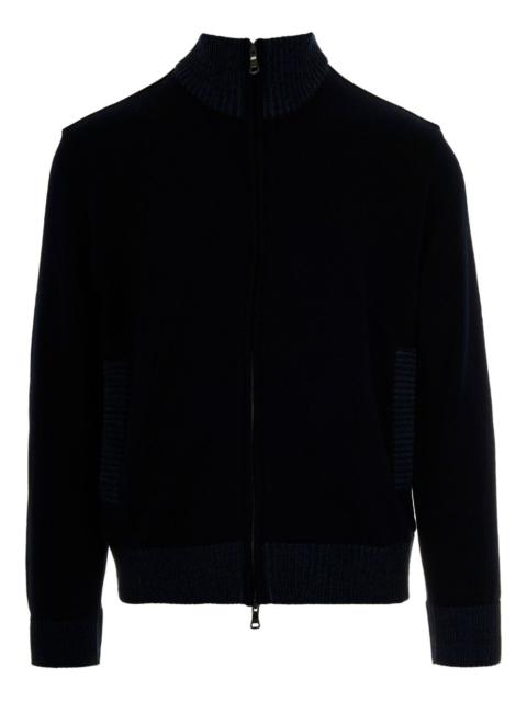zipped ribbed-hem cardigan