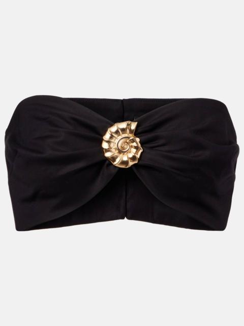 Embellished cotton-blend bandeau top