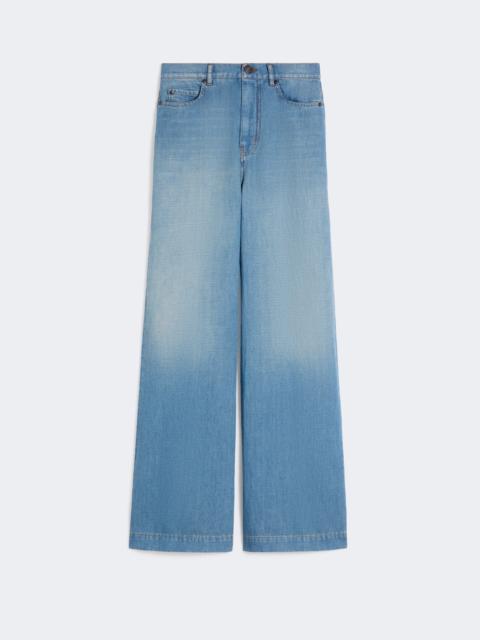 Linen and cotton denim jeans - NAVY