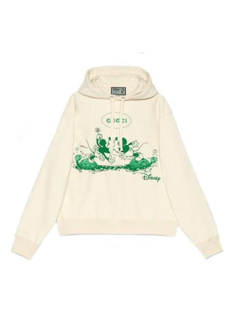 Gucci x Disney Mickey Minnie Printed Logo Hooded Long-Sleeved Sweater For Men Beige 604218-XJB7A-990