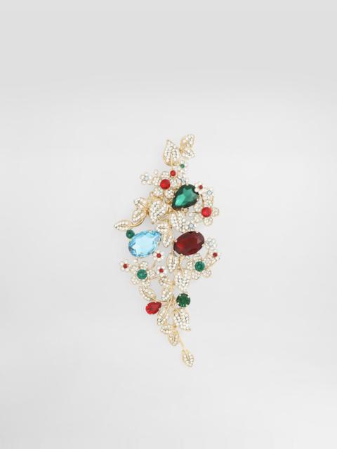 Maxi floral brooch with rhinestones
