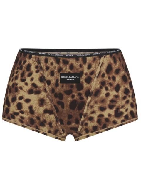 SKIMS x Dolce&Gabbana Cotton Rib Boy Short Leopard