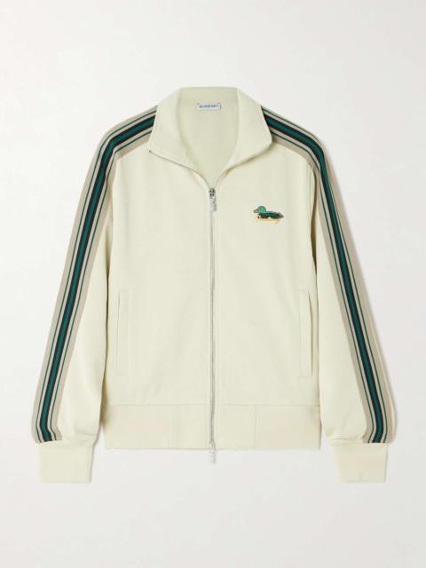 Embroidered striped jersey track jacket