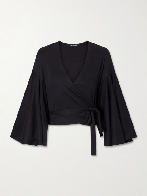 The Ventadou paper-blend wrap top Black