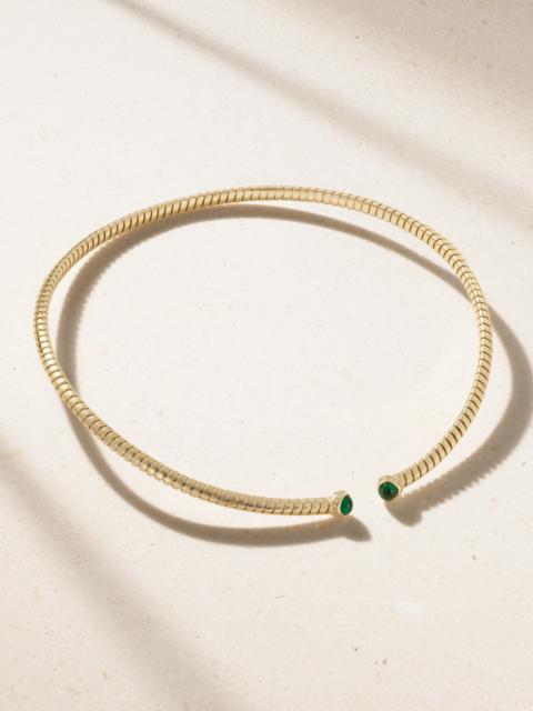 Trisolina 18-karat Gold, Emerald And Diamond Choker