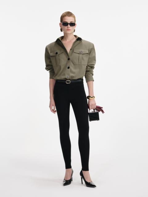 Black Belted Knit Leggings