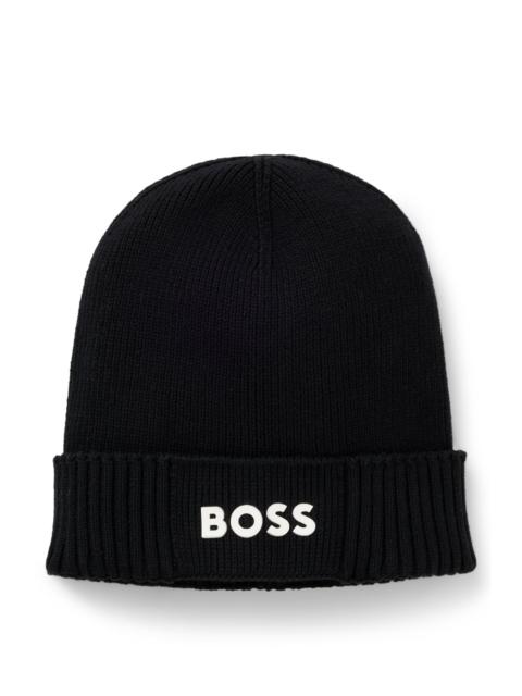 LOGO-DETAIL BEANIE HAT IN COTTON AND VIRGIN WOOL