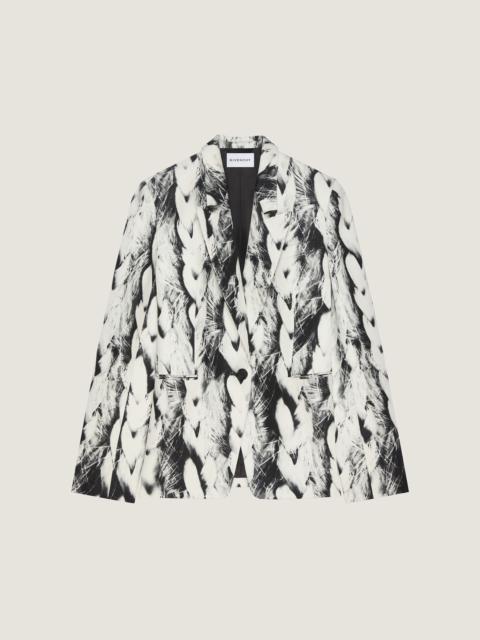 BOXY SINGLE BREASTED JACKET IN WOOL WITH HAIR PRINT
