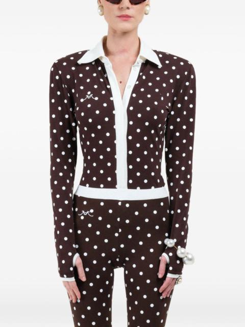 polka-dots long-sleeves polo