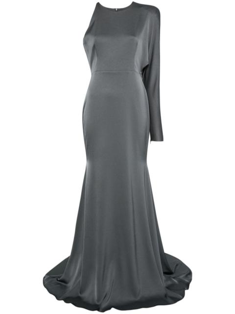 satin one-shoulder gown