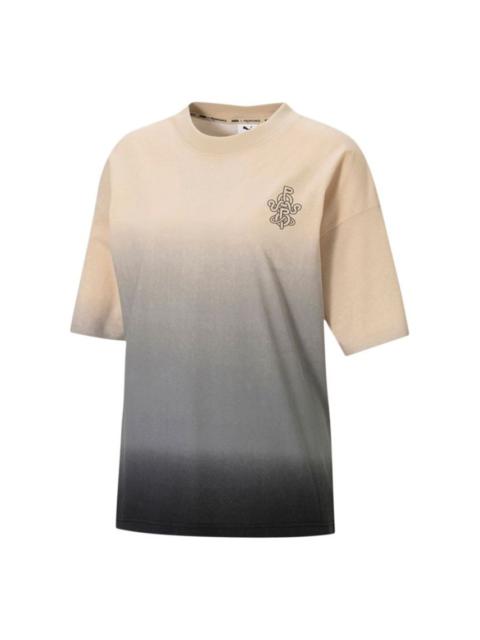 (WMNS) PUMA x PRONOUNCE W Graphic Tee Tie-dyed Causual Sports Female Khaki 532149-20