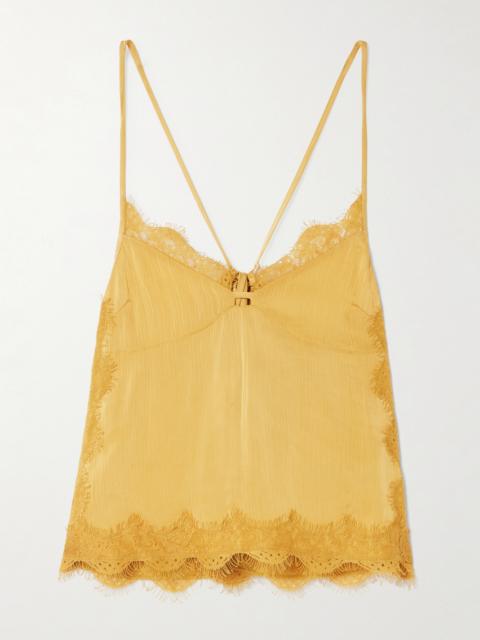 Tie-detailed Lace And Crepon Camisole
