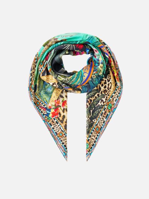 LARGE CRYSTALLED SILK SQUARE SCARF