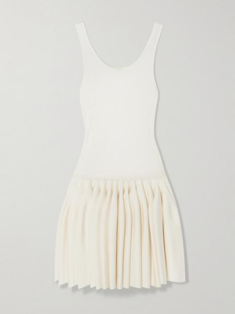 Pleated Jersey And Stretch-knit Mini Dress