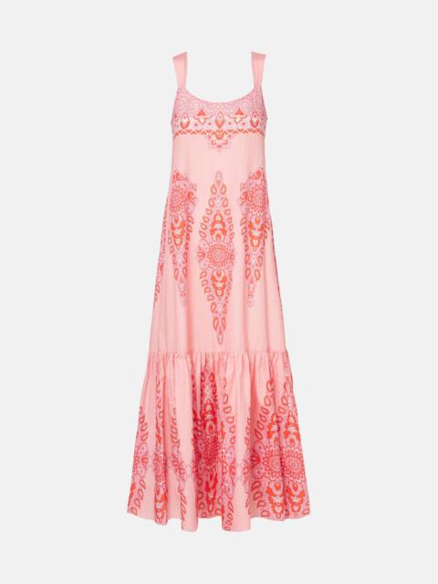Printed cotton and silk maxi dress