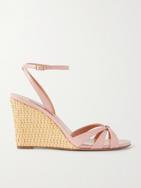 Tati 85 Leather And Wicker Wedge Sandals