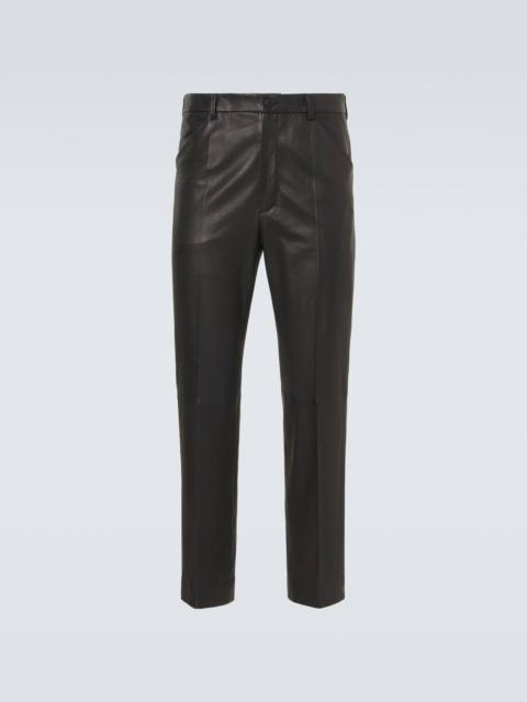 Leather straight pants