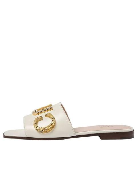 (WMNS) Gucci Cara Grained leather slip-on Sandal 'Off-White' 694858-C9D00-9022