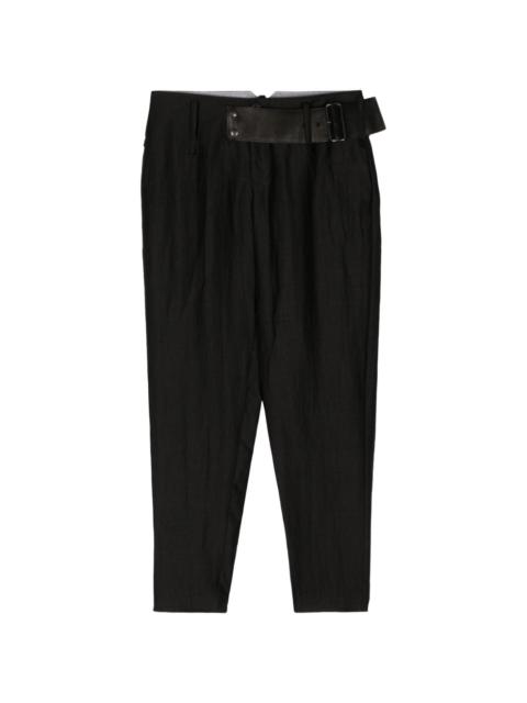 belted tapered trousers