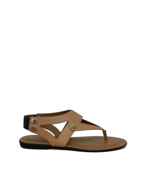 button leather sandals