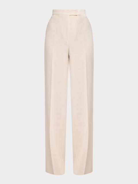 Attinia Wide-Leg Wool Pique Trousers