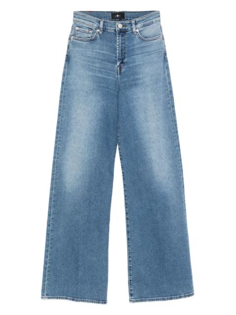 buttoned wide-leg jeans