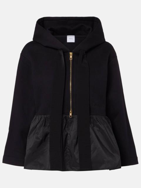 Faille-trimmed cotton jersey zip-up hoodie
