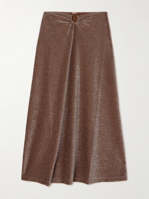 Rainstorm Metallic Stretch Recycled-jersey Maxi Skirt