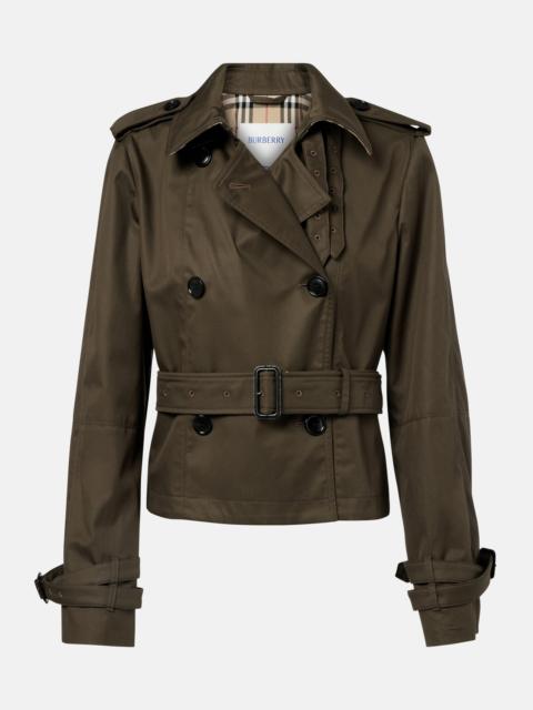 Cropped cotton gabardine trench jacket