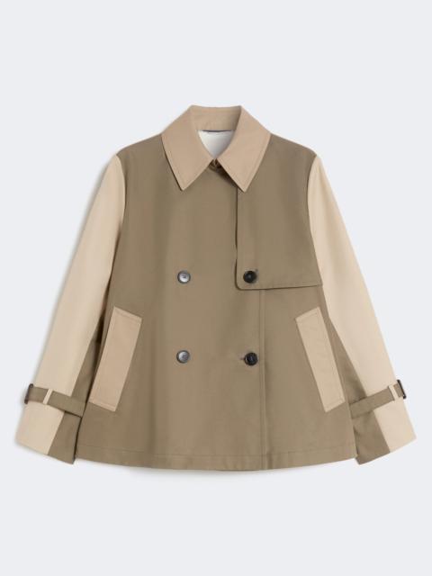 Cropped, water-repellent gabardine trench coat - MUD