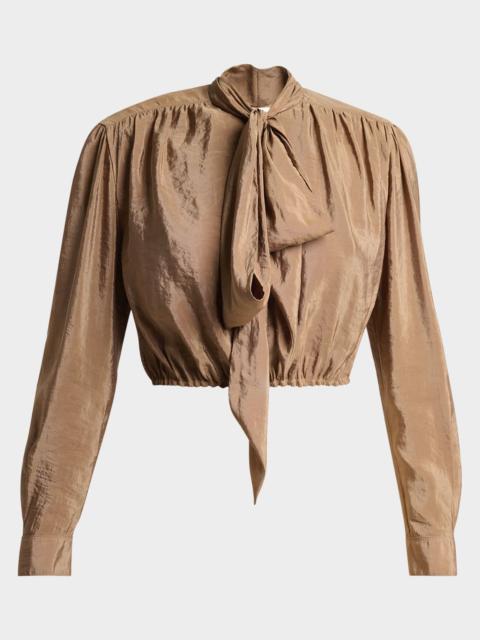 Lavallière Taffeta Crop Blouse