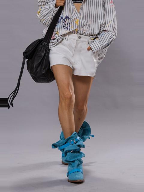 5-POCKET LEATHER SHORT - CRACKLE WHITE - R13