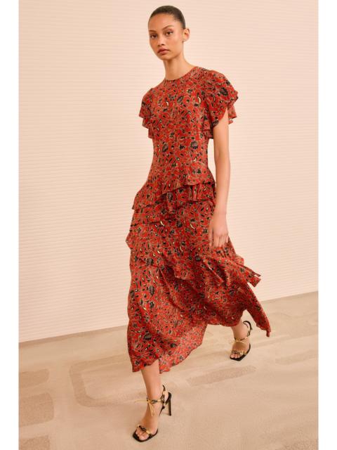 Amaia Cascading Ruffle Midi Dress