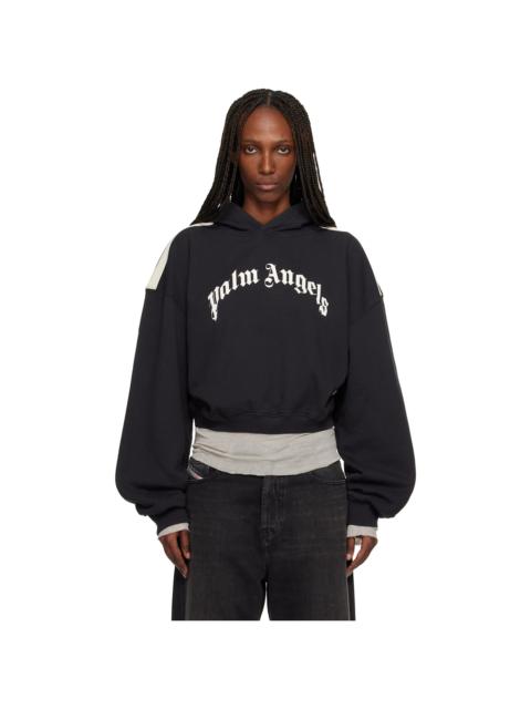 Black Curved Logo Track Crop Hoodie