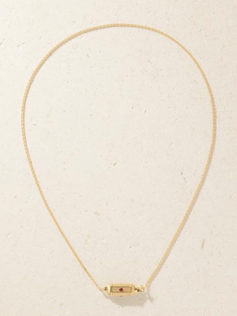 Micro Coco Locket 18-karat Gold Ruby Necklace