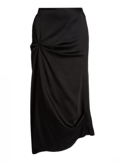 Draped Satin Midi Skirt black