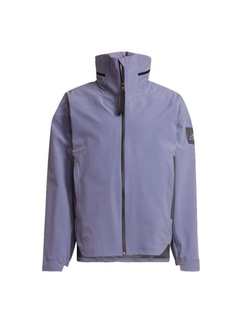 Men's adidas Myshelter Jkt Outdoor Sports Loose Rainproof Hooded Logo Jacket Autumn Purple GT6576