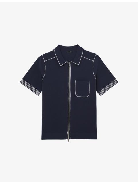 Blake Stitch-Detail Stretch-Knit Shirt