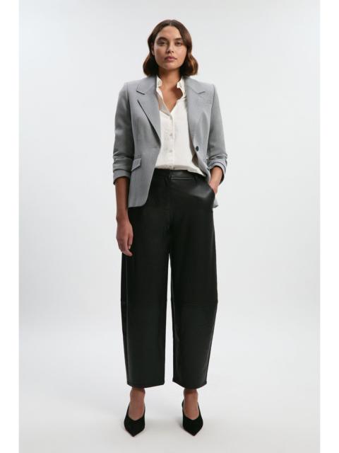 Petite Faux Leather Barrel Leg Trouser