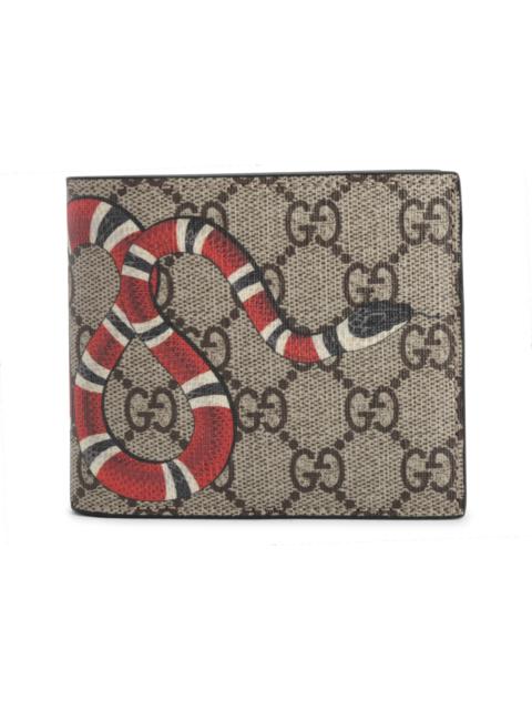 Gucci Bifold Wallet GG Supreme Kingsnake (8 Card Slot) Beige