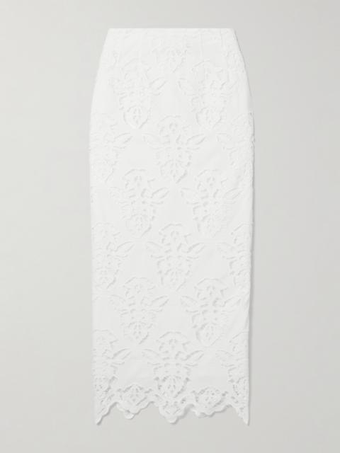 Sienna Broderie Anglaise Cotton-poplin Midi Skirt