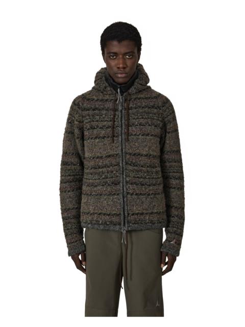 Fair Isle Felted Knit Zip Up Hoodie