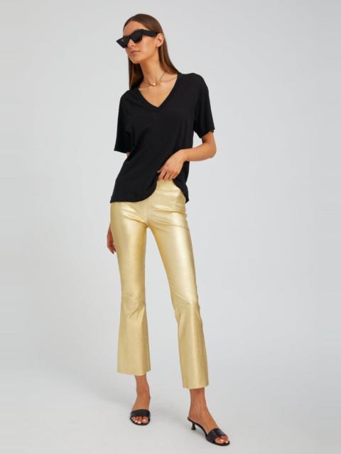 METALLIC GOLD LEATHER ANKLE FLARE