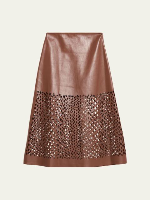 The A-Line Leather Skirt with Laser Cutouts