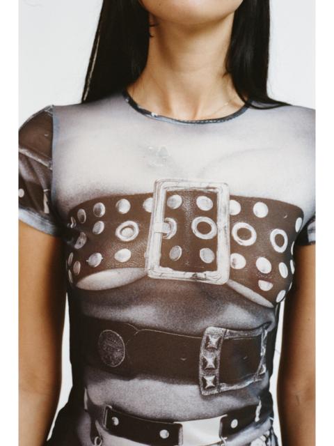 MESH MINI TEE - BELT PRINT