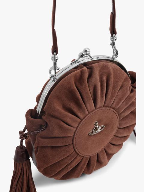 ROSIE SUEDE FRAME CROSSBODY BAG WITH TASSELS | CHOCOLATE BROWN